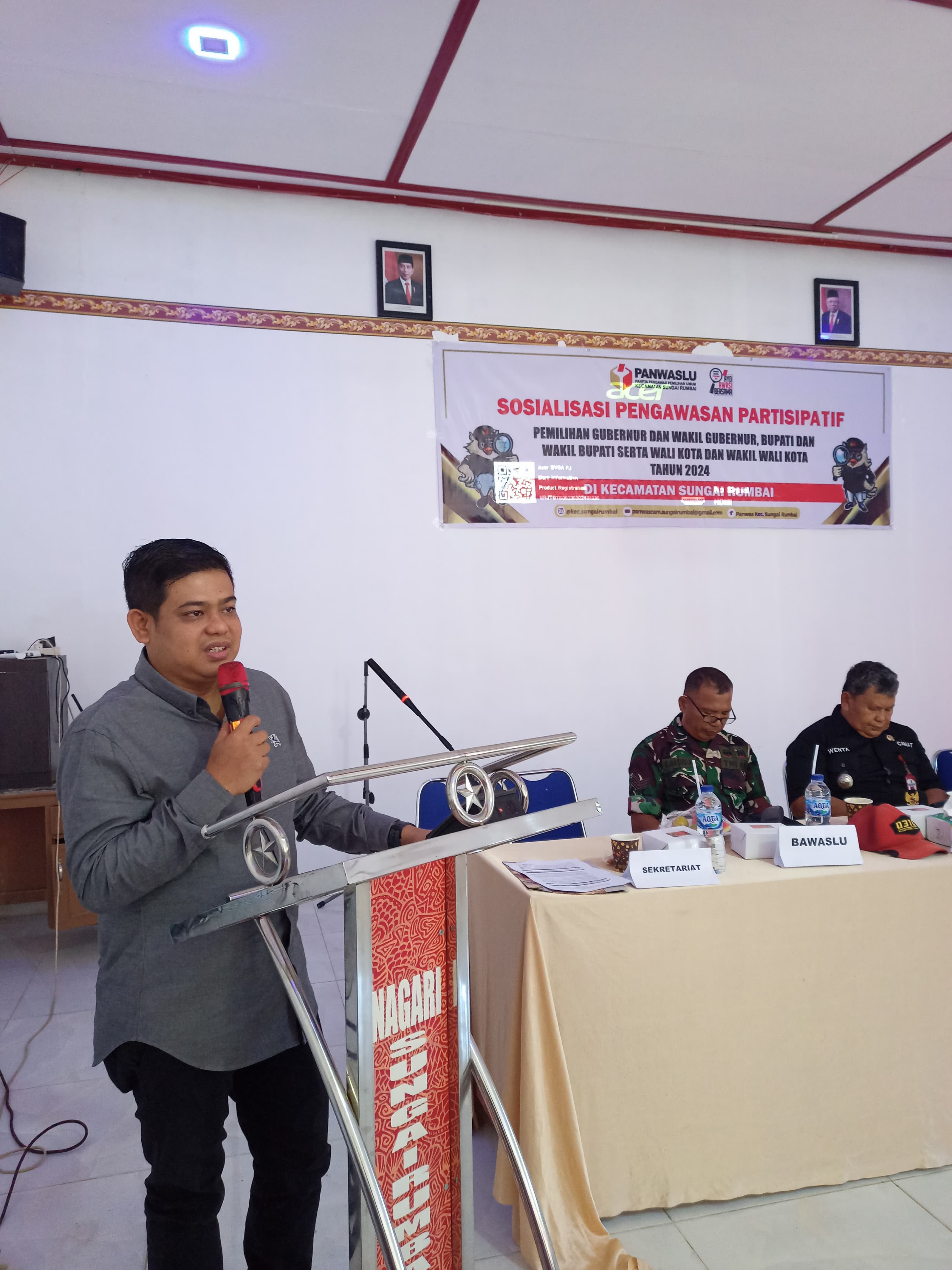 Bawaslu Kabupaten Dharmasraya Hadiri Sosialisasi Pengawasan Partisipatif Di Kecamatan Sungai Rumbai 